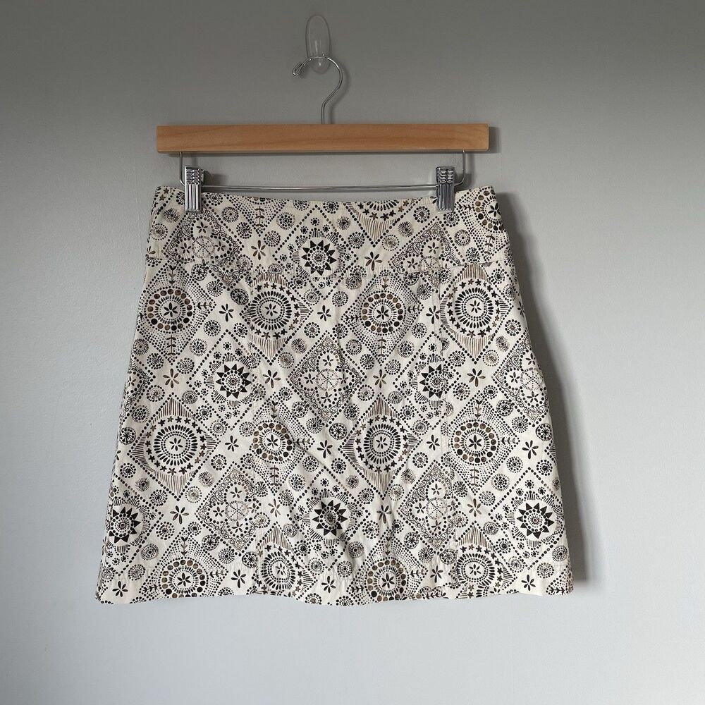 White Stag Vintage Skirt Skort Boho Paisley Print Cottagecore Brown Beige Size 8